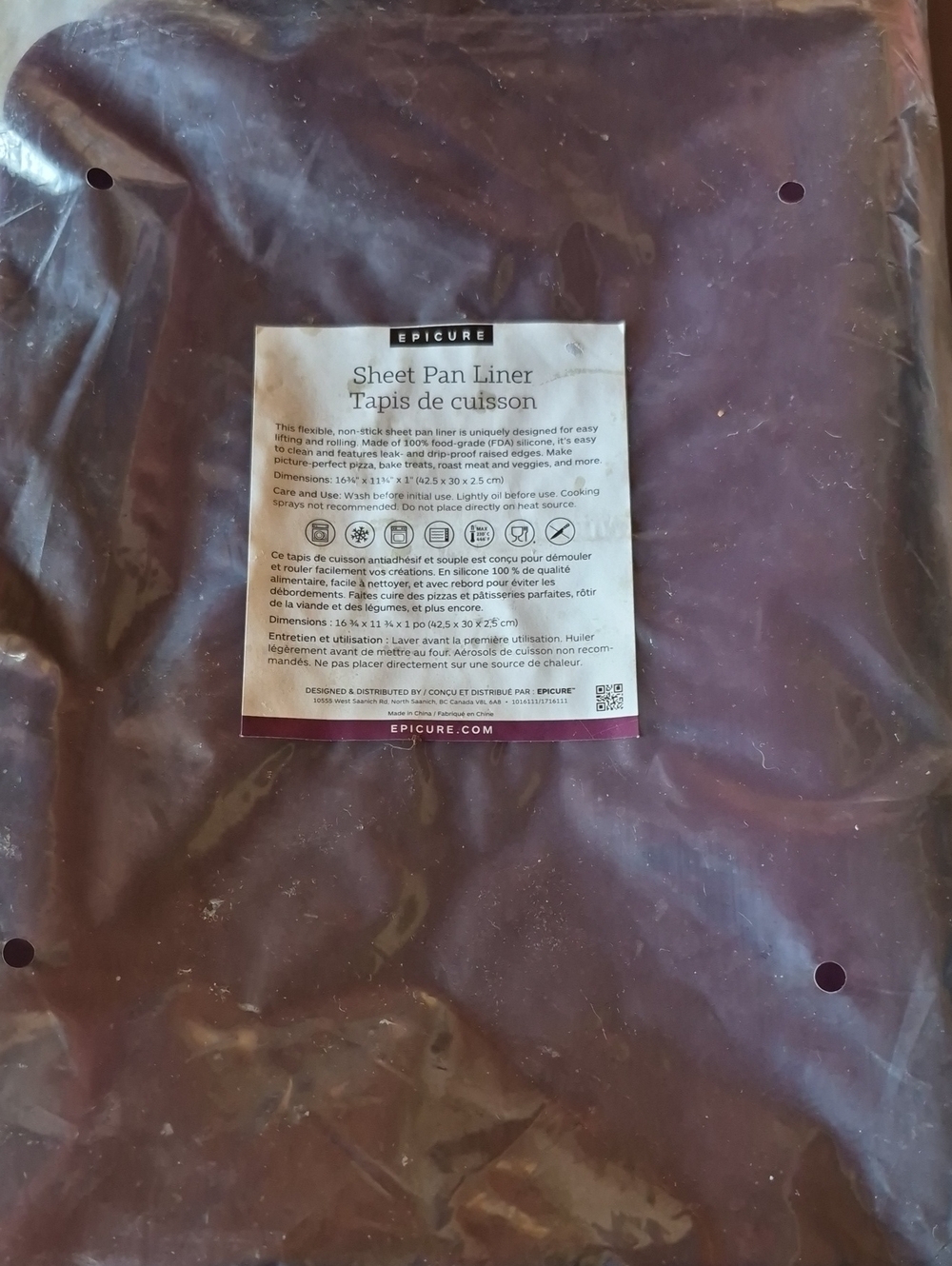 Epicure Burgundy Sheet Pan Liners Nonstick Baking Mats